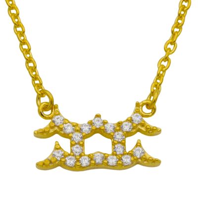 Aquarius Necklace - Zodiac Sign Necklace with Diamonds [18K Gold Vermeil]
