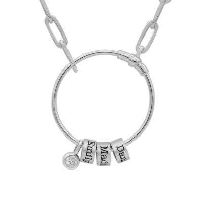 Sansa Circle Name Necklace With A Diamond [Sterling Silver]