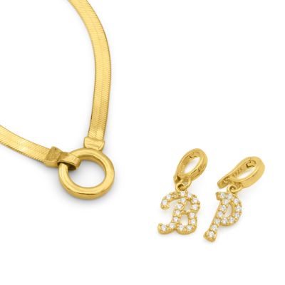 Arya Herringbone Necklace [18K Gold Plated] - with Initials
