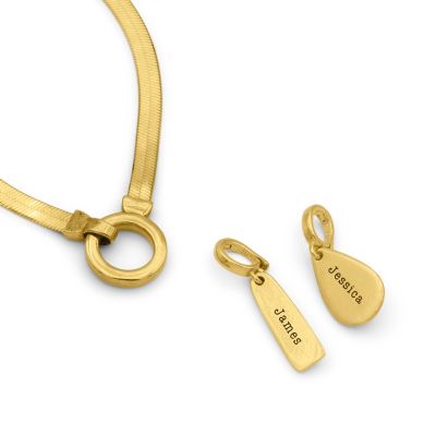 Arya Herringbone Necklace [18K Gold Plated] - with Names