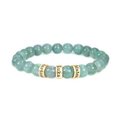 Bracelet Aventurine avec Prénoms pour Femme [Plaqué Or 18ct]