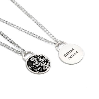Navigator's Map Men Necklace with Cuban Chain – Sterling Silver