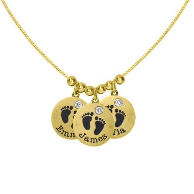 Family Footsteps Name Necklace [Gold Plated]