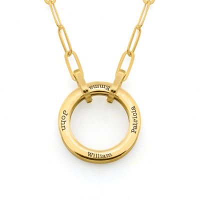 Großer Familienkreis Ankerkette mit Gravur [750er Gold Vermeil]