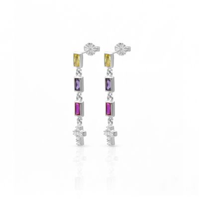 Dazzling Cross Birthstone Earrings [Sterling Silver]
