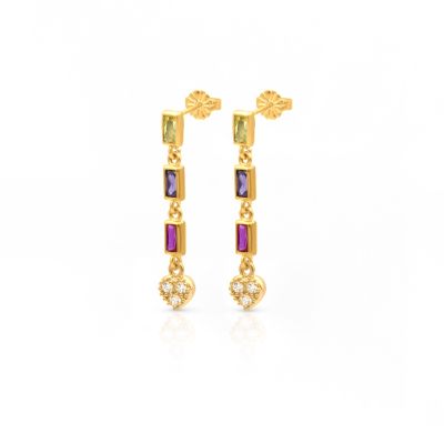 Schitterende Hart Geboortesteen Oorbellen [18K Goud Verguld]