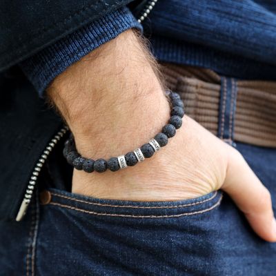 Lava Stone Men Name Bracelet
