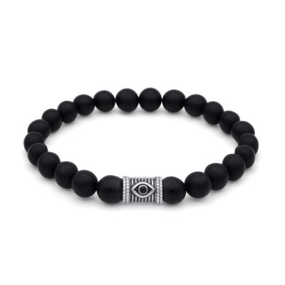 Pulsera de Ónix Negro con Mal de Ojo para Hombres