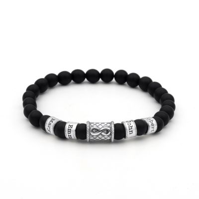 Black Onyx Infinity Women Name Bracelet [Silver]