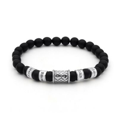 Black Onyx Infinity Women Name Bracelet [Silver]