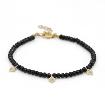 Black Spinel Anklet with Crystals [18K Gold Vermeil]