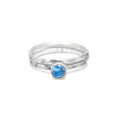 Gehamerde Carina Ring. Grote Cirkel [Sterling Zilver]