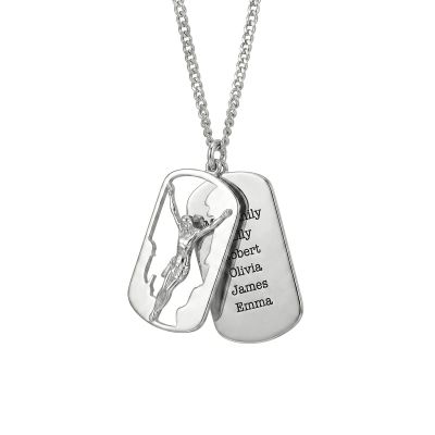 Crucifix Tag Men Name Necklace [Silver]