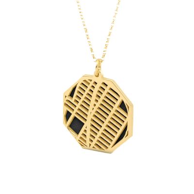 Collier Silhouette Carte Chemins Familiaux [Plaqué Or 18ct]