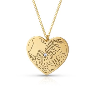 Ties of Heart Engraved Map Necklace [18K Gold Plated]