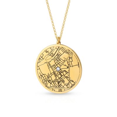 Collier Carte Précieuse Gravée [Vermeil 18ct]