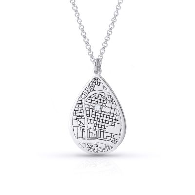 Cherished Spot Engraved Map Necklace 