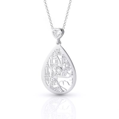 Cherished Spot Map Necklace with Heart Diamond [Silver]