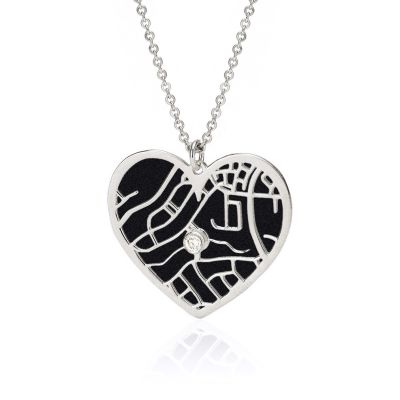 Ties of Heart Silhouette Map Necklace