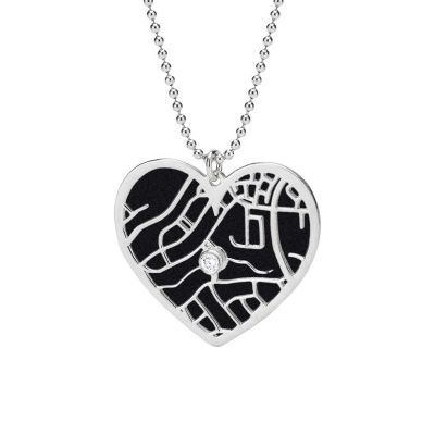 Heart Silhouette Map Necklace