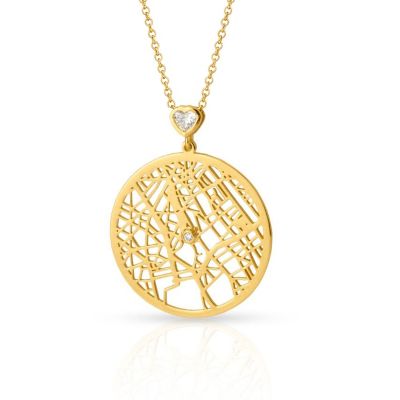 Talisa Map Necklace with Heart Diamond [18K Gold Plated]