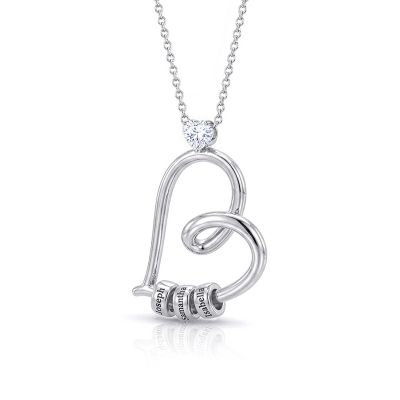 Ties of the Heart Name Necklace with Heart Diamond [Sterling Silver]