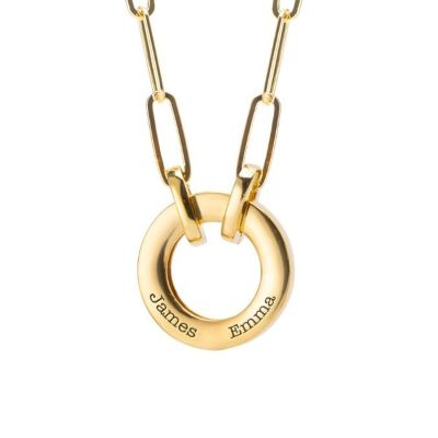 Family Circle Link Chain Name Necklace [18K Gold Plated]