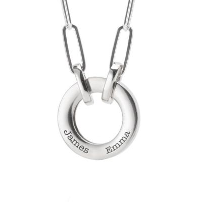 Family Circle Link Chain Name Necklace [Silver]