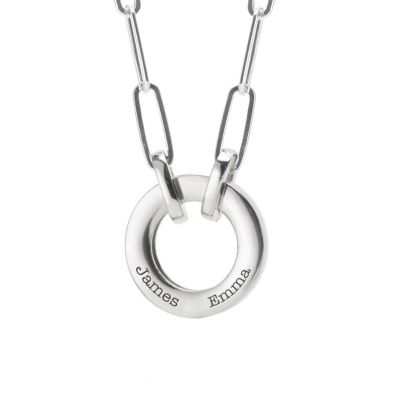 Family Circle Link Chain Name Necklace [Sterling Silver]