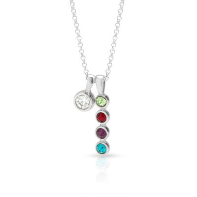 Talisa Stars Drop Birthstone Necklace With 0.30ct Diamond [Sterling Silver]