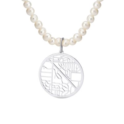 Precious Spot Map Necklace with Pearls [Sterling Silver]