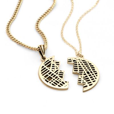 Shared Destiny Silhouette Map Pendants [18K Gold Vermeil]