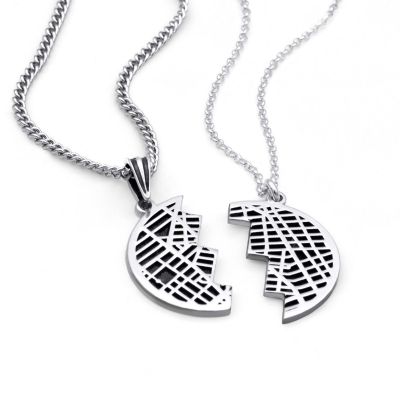 Shared Destiny Silhouette Map Pendants [Sterling Silver]