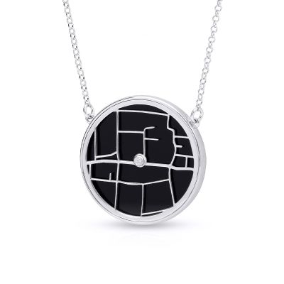 Precious Spot Onyx Map Necklace [Sterling Silver]