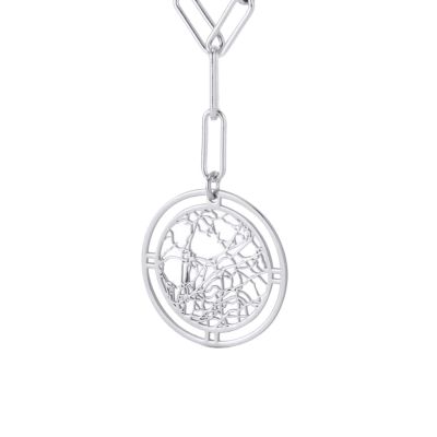 Collier Carte Précieuse Stylée en Chaîne Trombone [Argent 925]