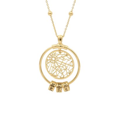 Mother's Love Map Name Necklace [18K Gold Plated]