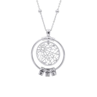 Mother's Love Map Name Necklace [Sterling Silver]