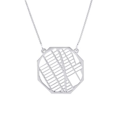 Tied Together Map Necklace [14 Karat White Gold]