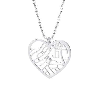Ties of Heart Map Necklace [Sterling Silver]