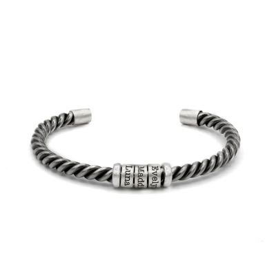 Celtic Men Name Bracelet - Black Silver