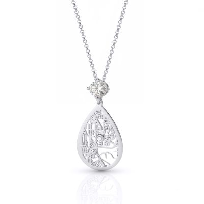 Cherished Spot Map Necklace With 1 Ct Diamond [Silver]
