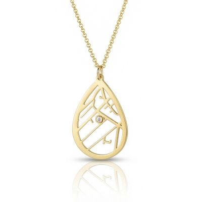 Cherished Spot Statement Map Necklace [14 Karat Gold]