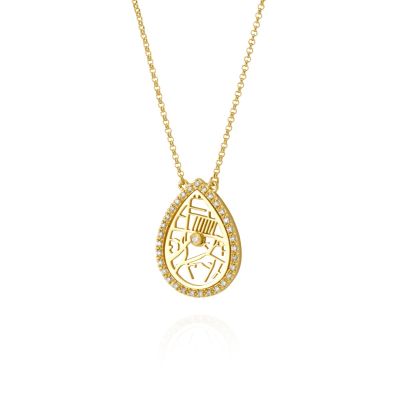 Cherished Spot Map Necklace With Diamond Frame [18K Gold Vermeil]