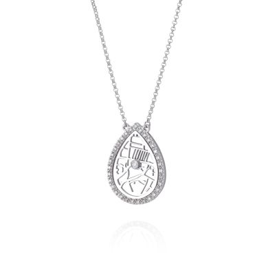 Cherished Spot Map Necklace With Diamond Frame [Sterling Silver]