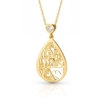Cherished Spot Map Necklace with Heart Diamond [18K Gold Plated]