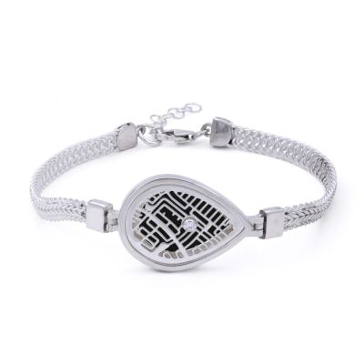 Cherished Spot Silhouette Map Bracelet with Braided Chain [Sterling Silver]