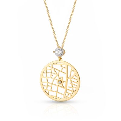 Talisa Map Necklace With 1 Ct Diamond [18K Gold Vermeil]