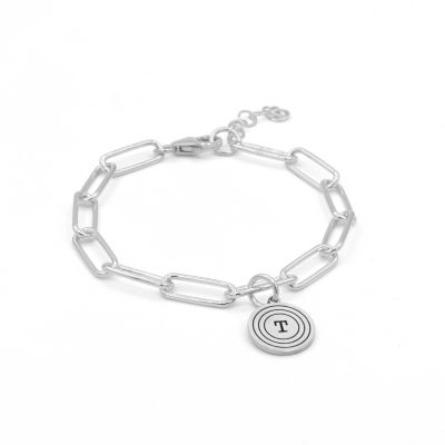 Pulsera de Clip Círculo de la Vida con Inicial [Plata de Ley]