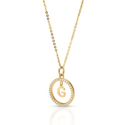 Eclipse Initial Crystal Necklace [18K Gold Plated]
