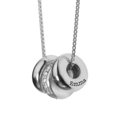 Collar Personalizado Amuletos Familiares - Cristales Blancos [Plata de Ley]